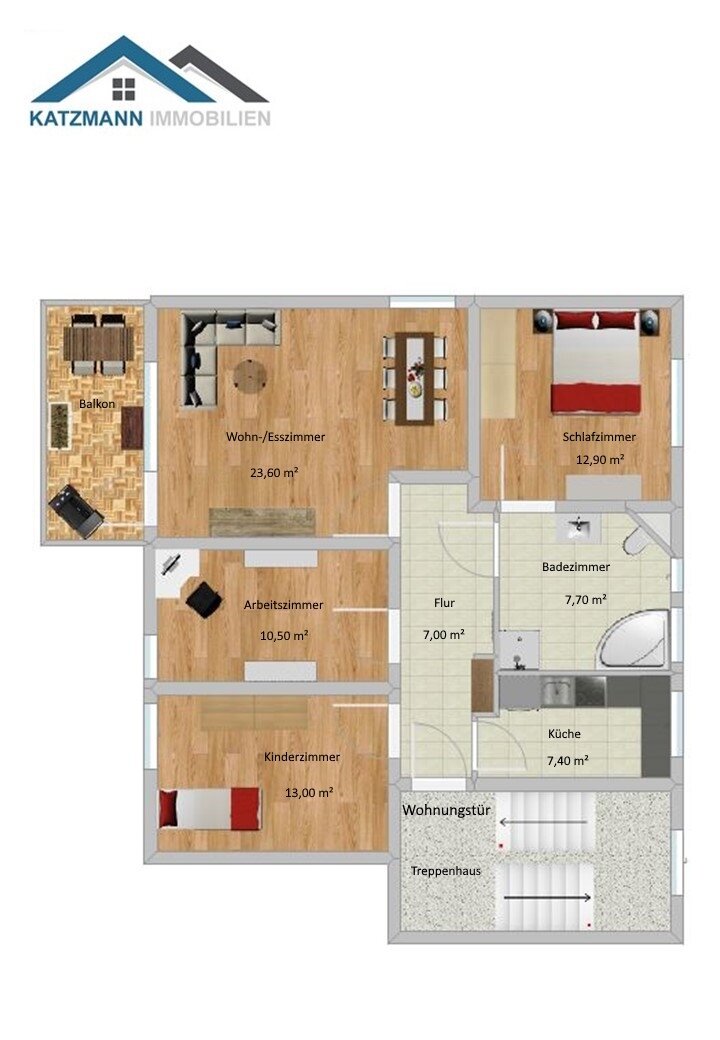 Moderne 4-Zimmer-Wohnung mit Sonnenbalkon, Tageslichtbad und hochwertiger Ausstattung